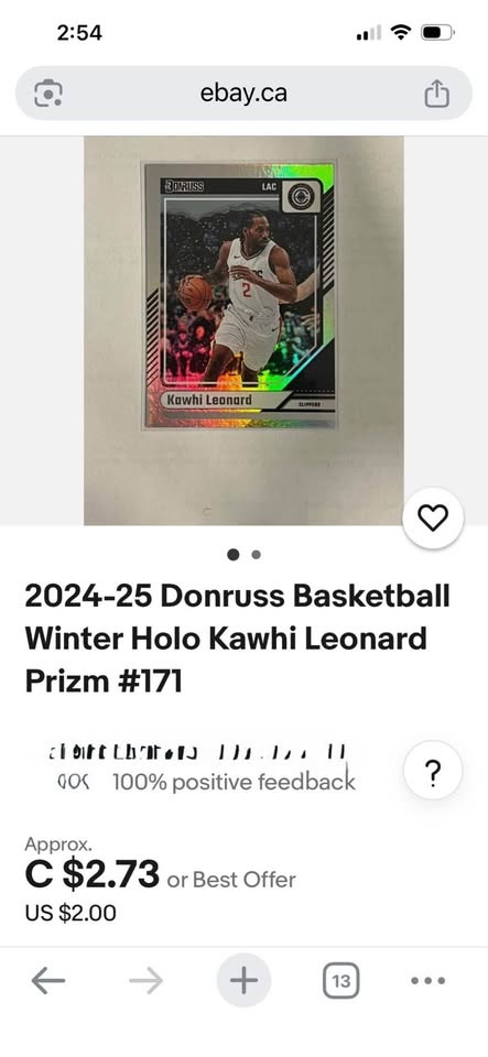 2024-25 Panini Donruss Kawhi Leonard #171 Winter Holo - photo 3