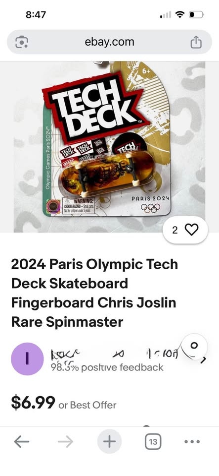 Tech Deck Paris 2024 Hoefler Mini Skateboard Fingerboard - photo 3