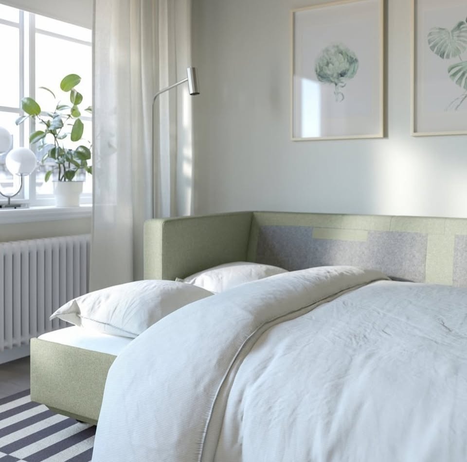 IKEA MORABO Sofabed - Light Green/Wood (Almost New!) - photo 3