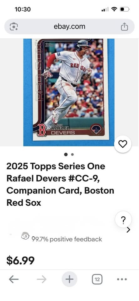 Rafael Devers 2025 Topps Series 1 Baseball Card - photo 2