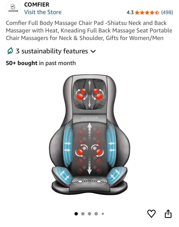 Comfier Shiatsu Full Body Massage Chair Pad w/ Heat - photo 2