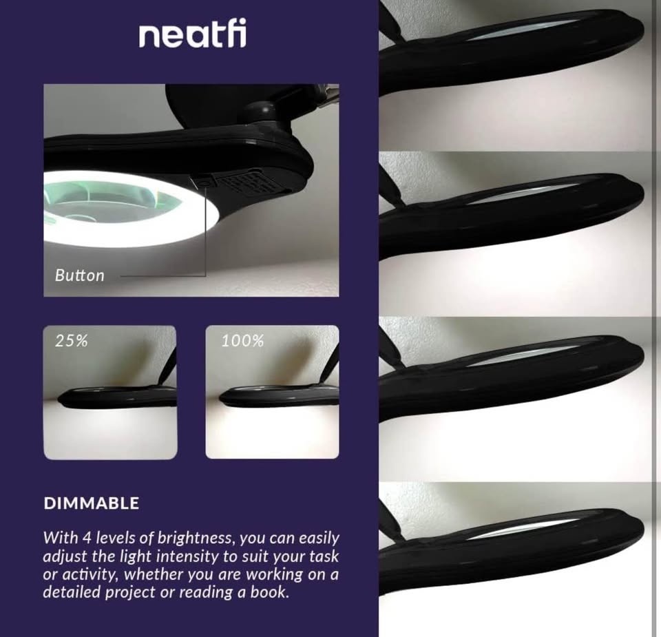 Neatfi LED Magnifying Floor Lamp - 1200 Lumens, 5" Bifocal 5X & - photo 5