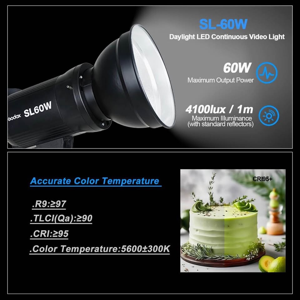 Godox SL-60W LED Video Light 5600K – CRI 95+, Bowens Mount, Remo - photo 5