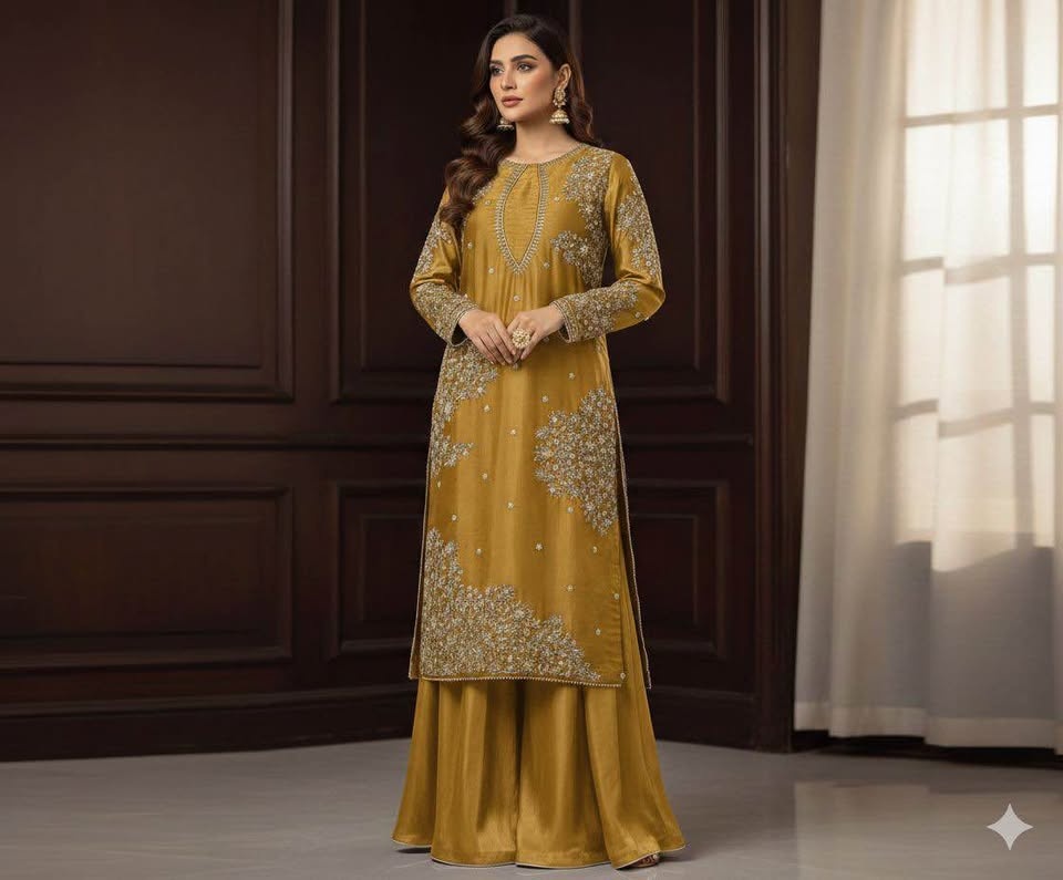 Pure Silk 3Pcs Suit (Shirt, Plazo, Dupatta) - photo 2