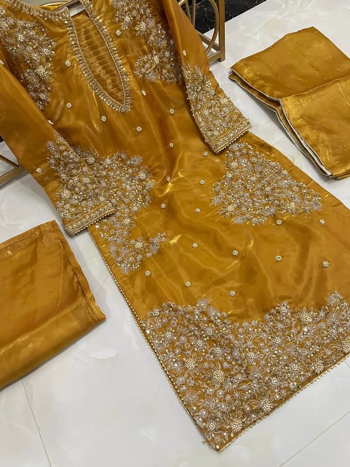 Pure Silk 3Pcs Suit (Shirt, Plazo, Dupatta) - photo 3