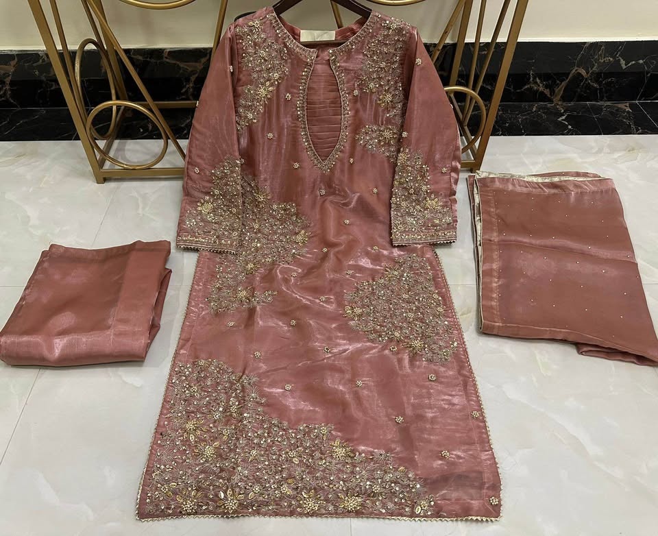 Pure Silk 3Pcs Suit (Shirt, Plazo, Dupatta) - photo 4