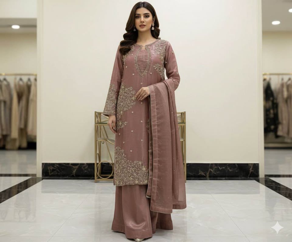 Pure Silk 3Pcs Suit (Shirt, Plazo, Dupatta) - photo 5