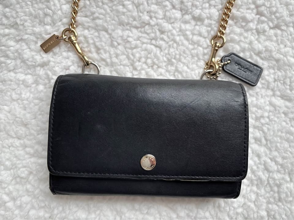 Coach Black Wallet on Chain with 2 Charms - photo 2