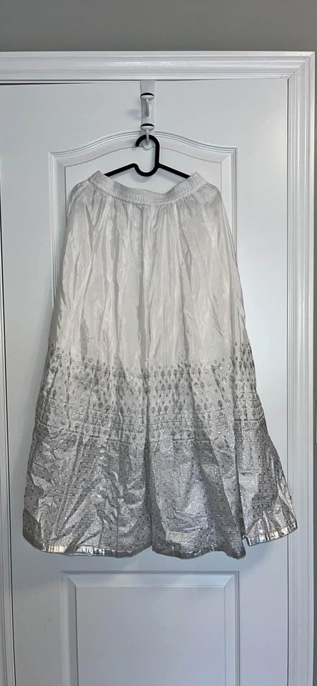 Aurelia Silk Long Skirt - White, Small