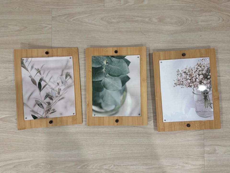 3 Magnetic Bamboo Picture Frames (8x10)