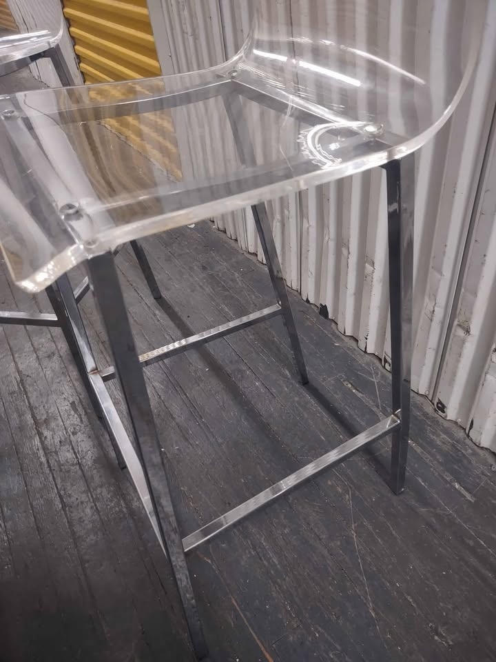 2 Chrome and Acrylic Bar Stools - photo 3