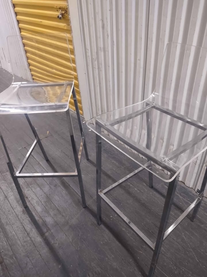 2 Chrome and Acrylic Bar Stools - photo 4