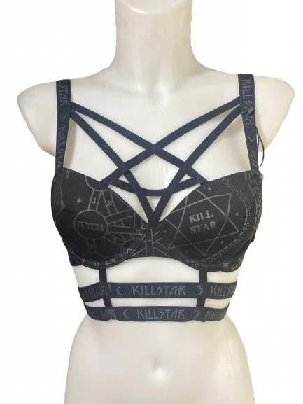 🏆 Killstar Sixth Sense Black Strappy Bra NWT XS