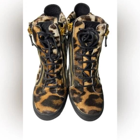 🏆 Giuseppe Zanotti Leopard Print Wedge Sneaker Boots Sz 41 - photo 4