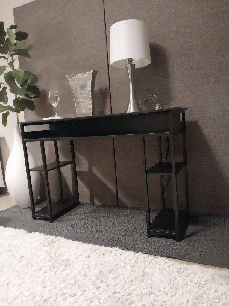 Black Desk with Built-In Outlets and USB – Old Town - photo 2