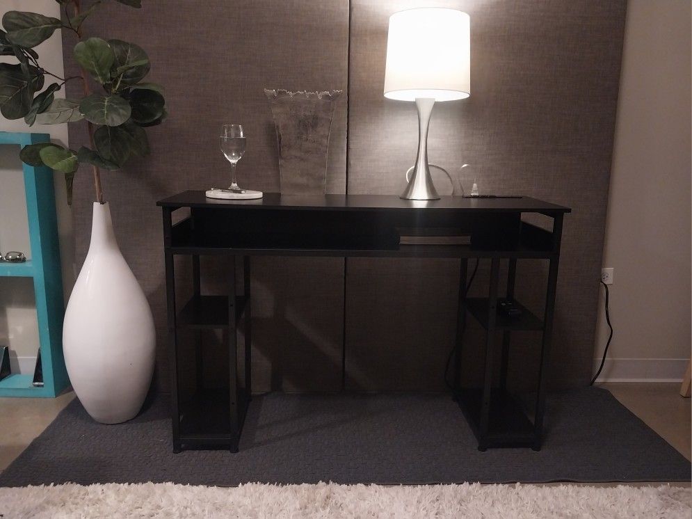 Black Desk with Built-In Outlets and USB – Old Town - photo 3