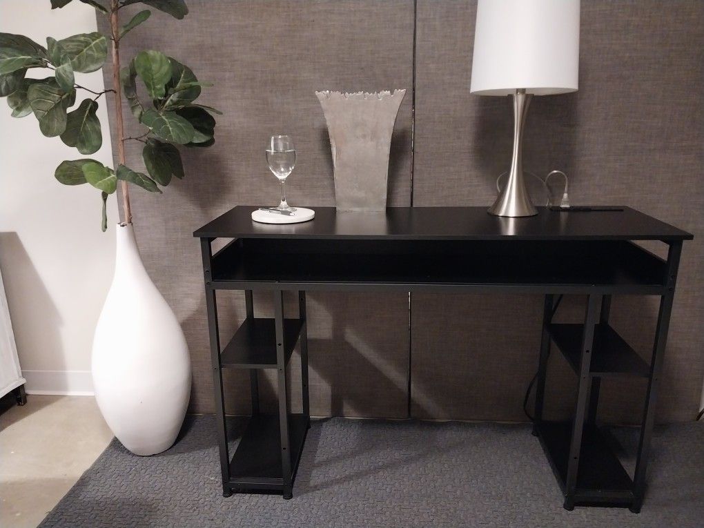 Black Desk with Built-In Outlets and USB – Old Town - photo 5