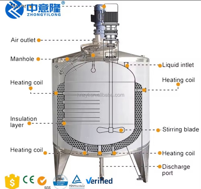 Brand New 500L Heated Mixing Tank w/ High-Shear Emulsifier - photo 2