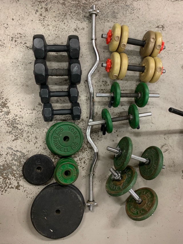 Weights and bench home gym