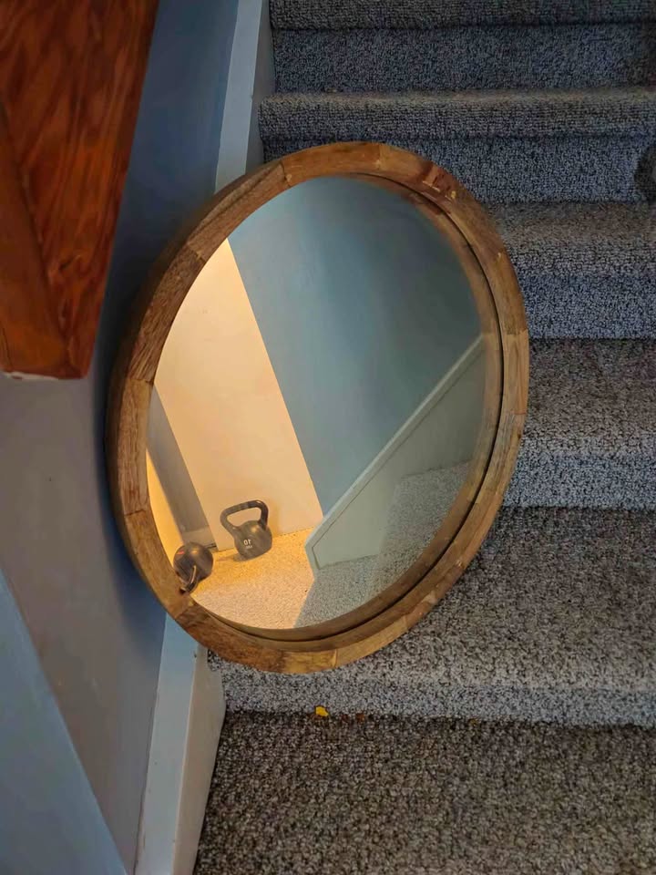 Wooden round mirror 21 inches