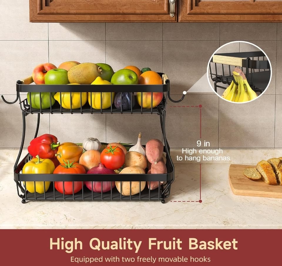 Brand New 2 Tier Fruit Basket with Banana Hangers 🏆 - photo 2