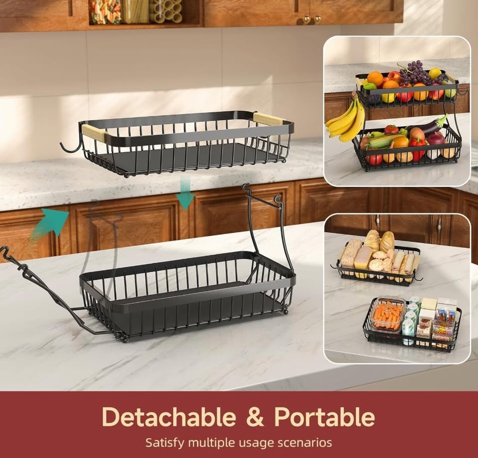 Brand New 2 Tier Fruit Basket with Banana Hangers 🏆 - photo 3