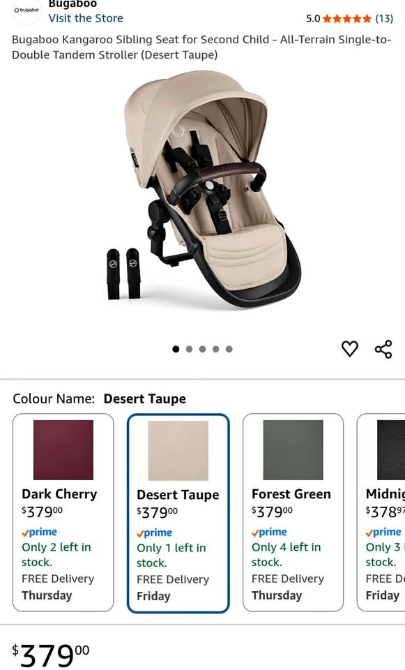 Bugaboo Kangaroo 2nd Seat Stroller Attachment - New
