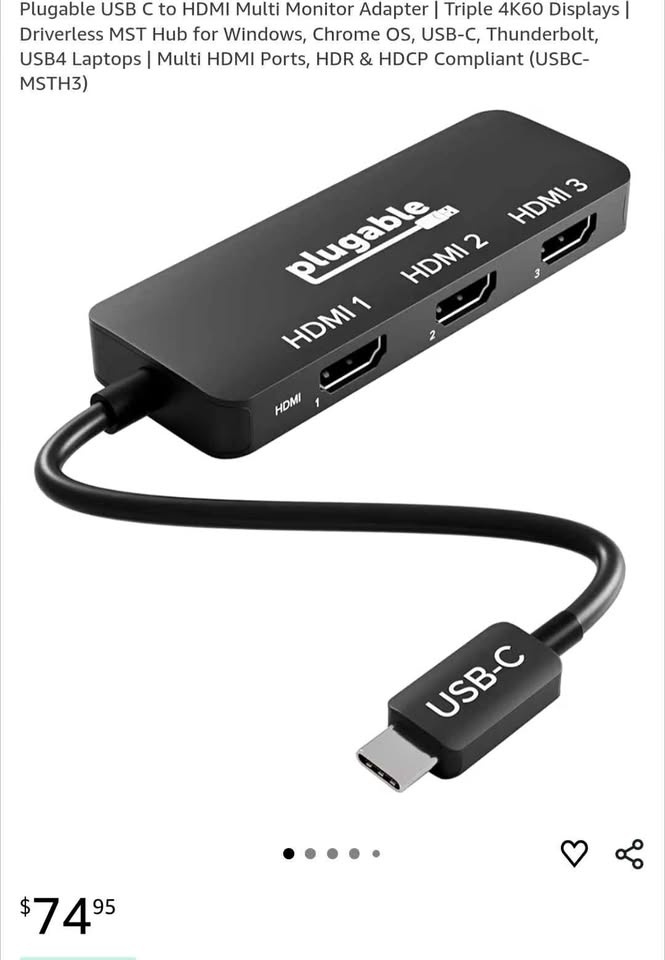 USB C to Triple Monitor Adapter - New