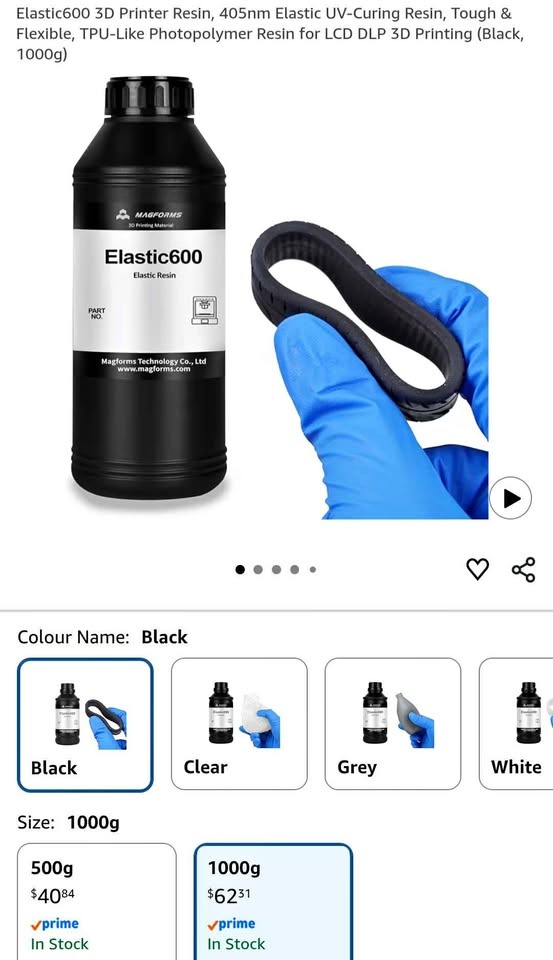 Elastic 3D Printer Resin 1000g - New