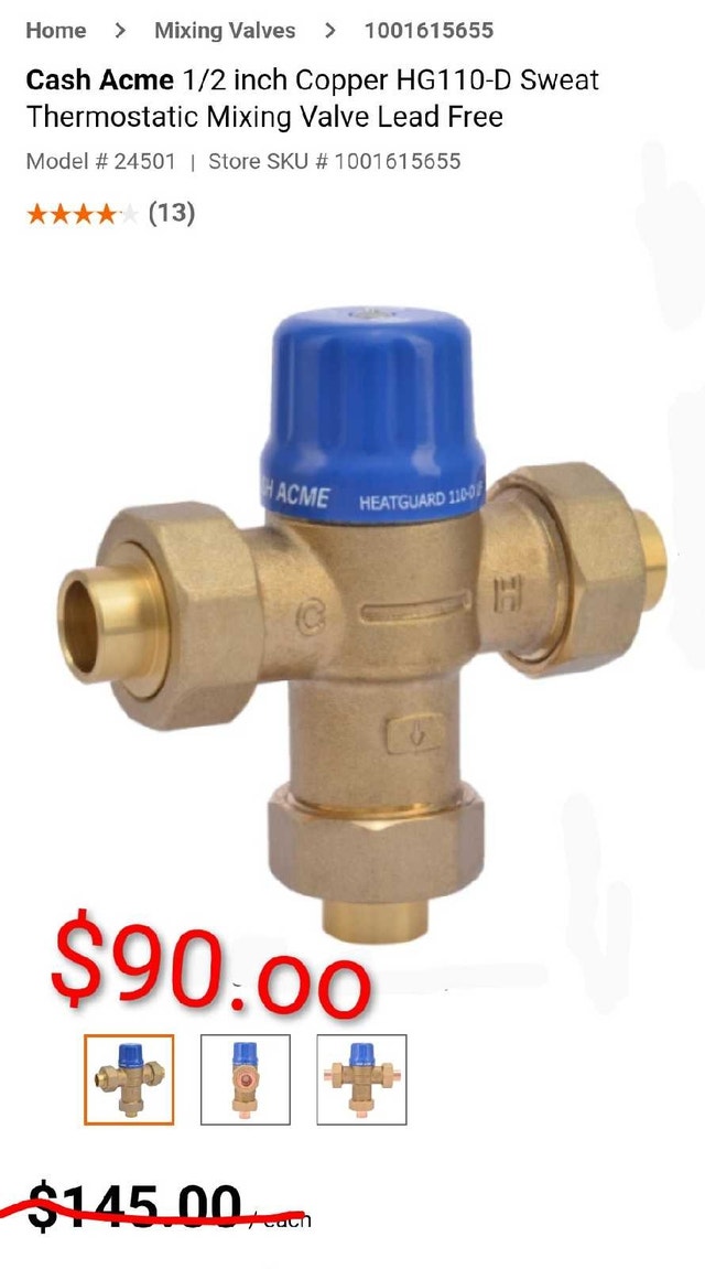 Cash Acme Mixing Valve HG110-D
