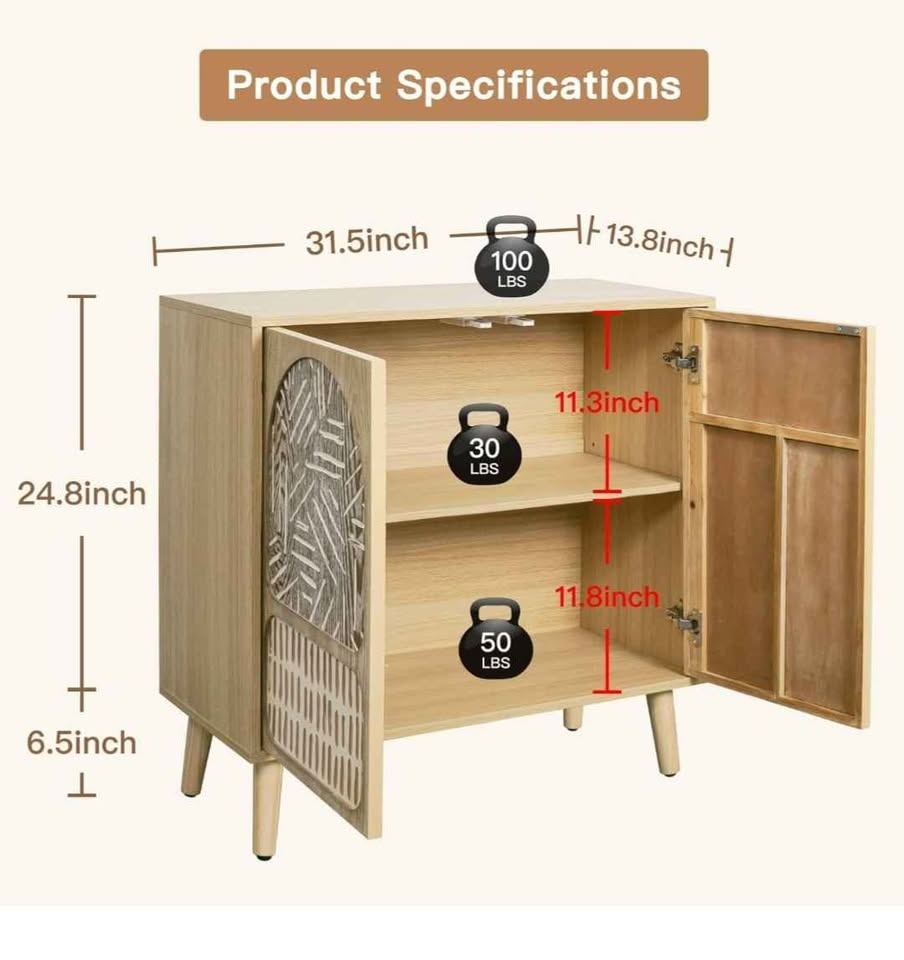 Putuo Decor Buffet Cabinet with Storage Kitchen Cabinet - photo 5
