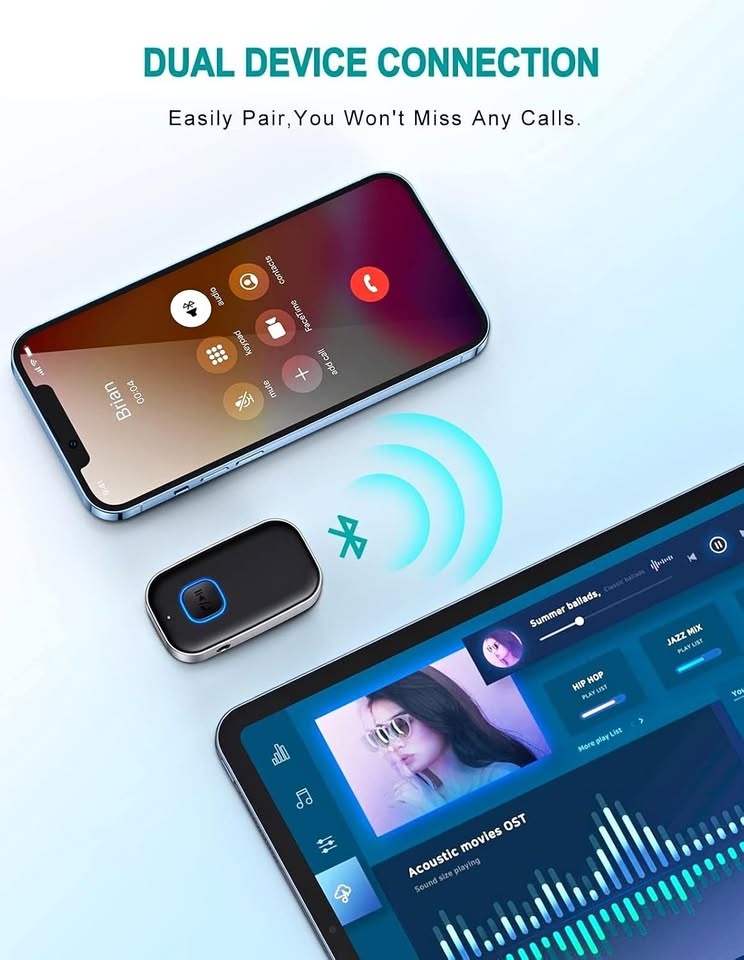 Bluetooth AUX Car Adapter w/ Mic