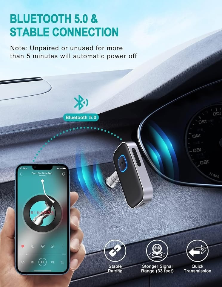Bluetooth AUX Car Adapter w/ Mic - photo 5