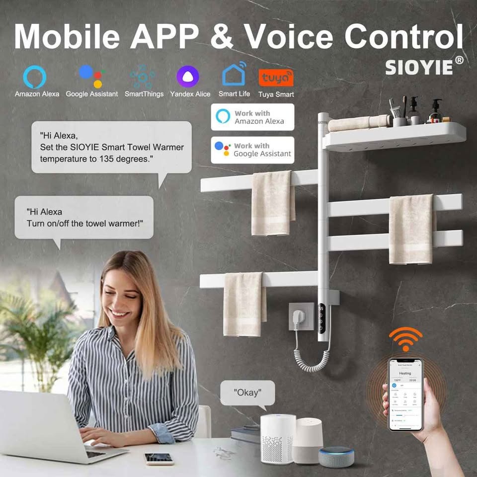 SIOYIE Smart Towel Warmer 5-Rod Rotating White - photo 3