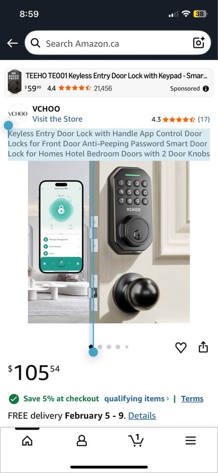 Smart Keyless Entry Door Lock with Handle | App Control | Anti-P - photo 3