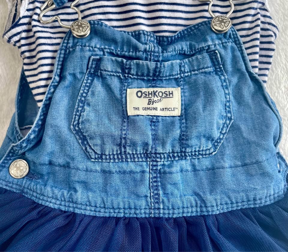 OshKosh B'gosh Denim Overall Dress & Bodysuit Set 12m - photo 3