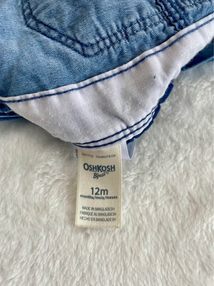 OshKosh B'gosh Denim Overall Dress & Bodysuit Set 12m - photo 4