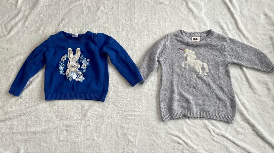 Gymboree 2T Bunny Sweater & Hatley 9-18mo Unicorn Sweater