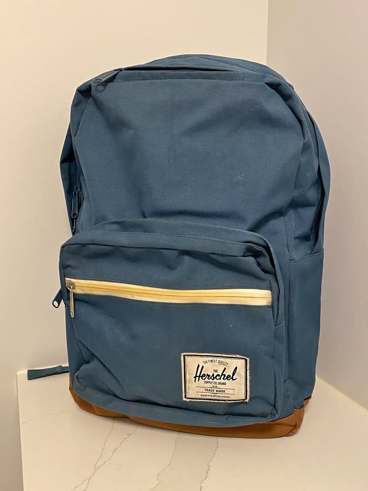 Herschel Backpack (Light Blue/Brown faux leather)