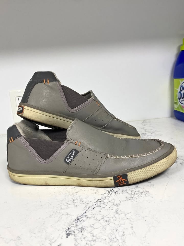 Original Penguin Men's Leather Grey Loafer Shoe - Size 10