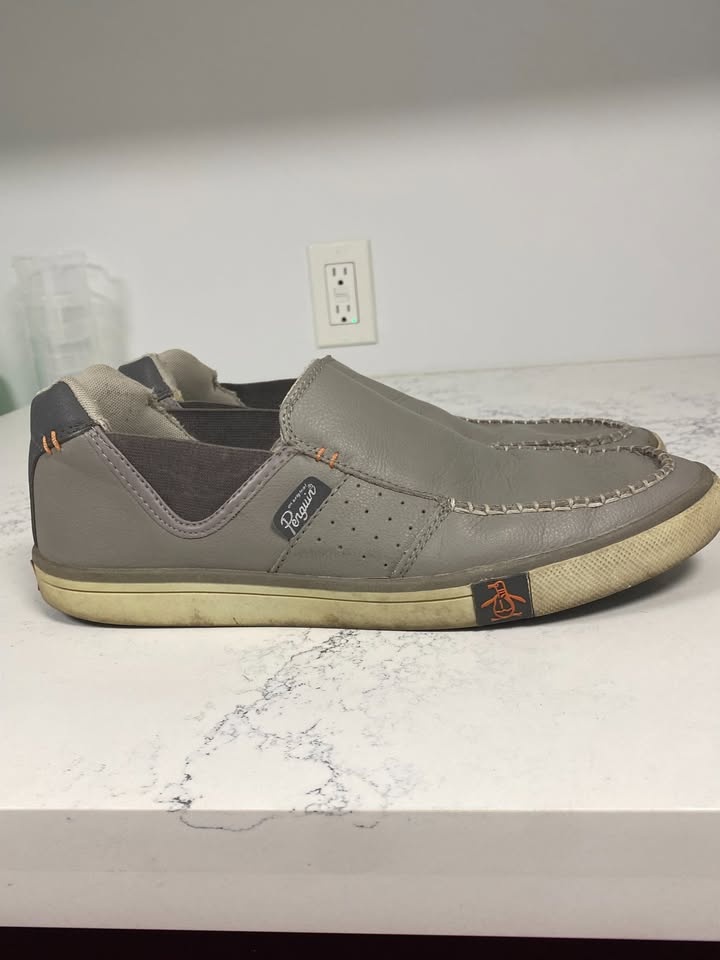 Original Penguin Men's Leather Grey Loafer Shoe - Size 10 - photo 4
