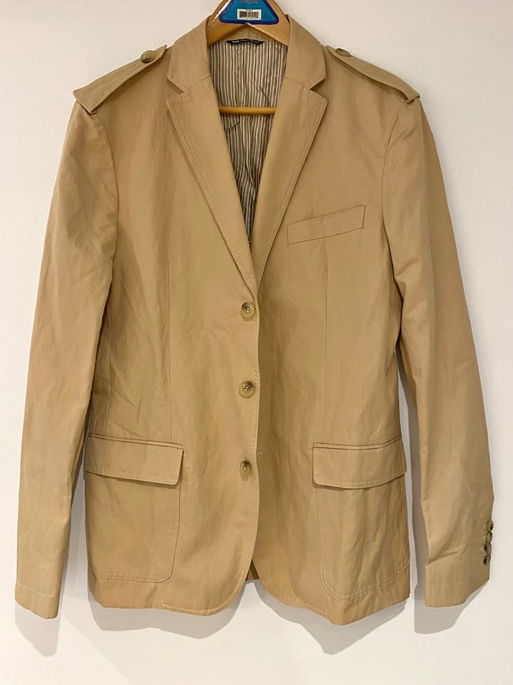 Dolce & Gabbana Men's Beige Military Blazer - Size 48 (ITAL) / S