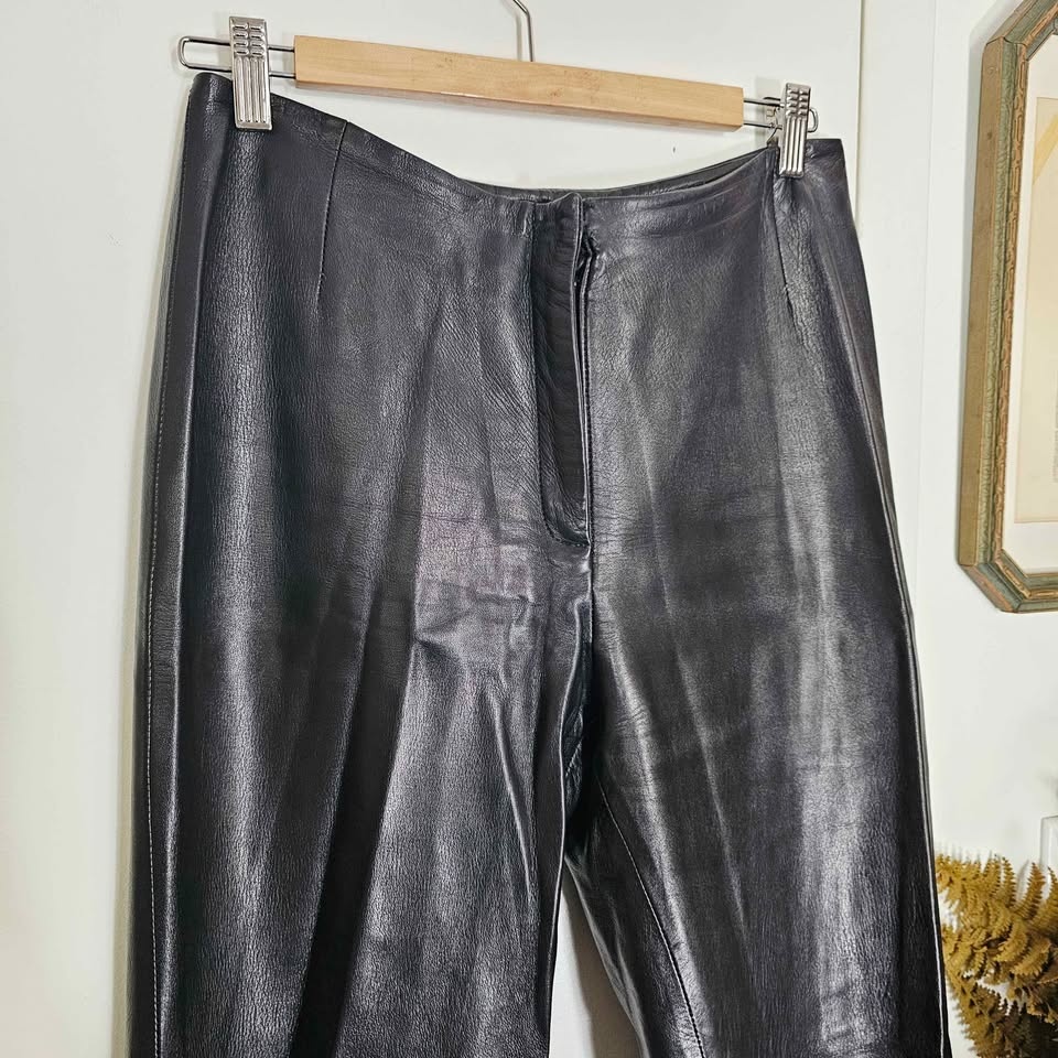 Vintage 8 Black Leather MLC Straight Leg High Rise Womens Pants - photo 2