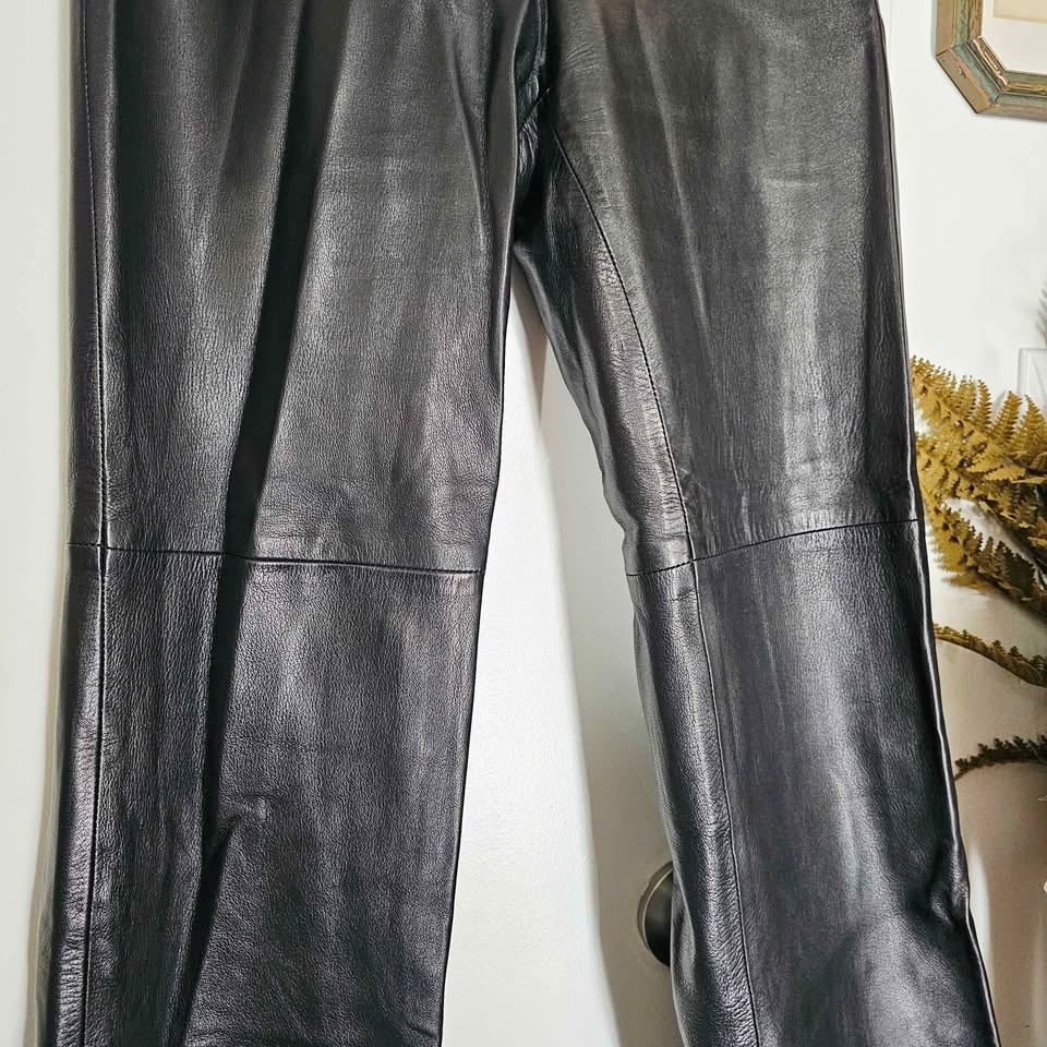 Vintage 8 Black Leather MLC Straight Leg High Rise Womens Pants - photo 3