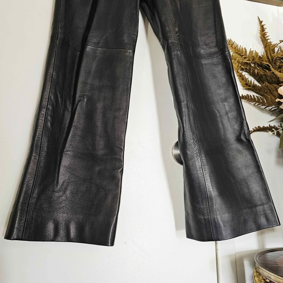 Vintage 8 Black Leather MLC Straight Leg High Rise Womens Pants - photo 4