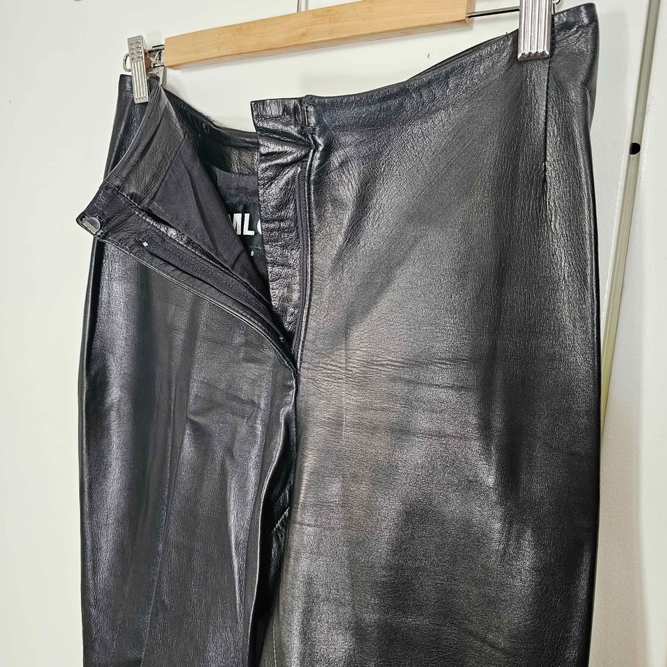 Vintage 8 Black Leather MLC Straight Leg High Rise Womens Pants - photo 5