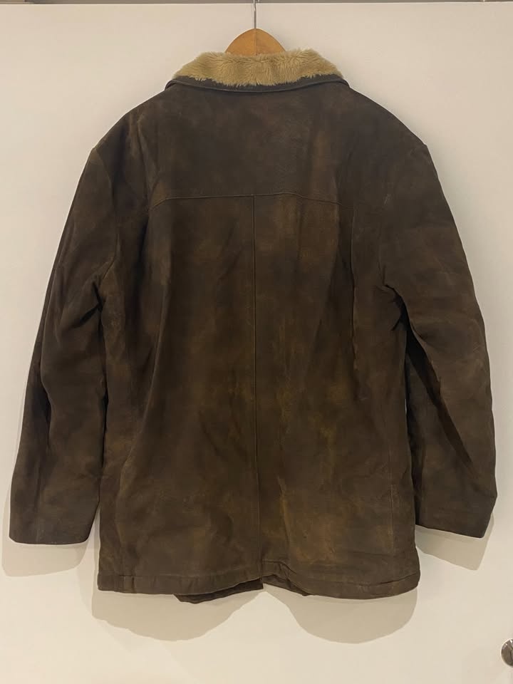 BDG Men's Brown Leather Vintage Style Long Coat - Size M - photo 2