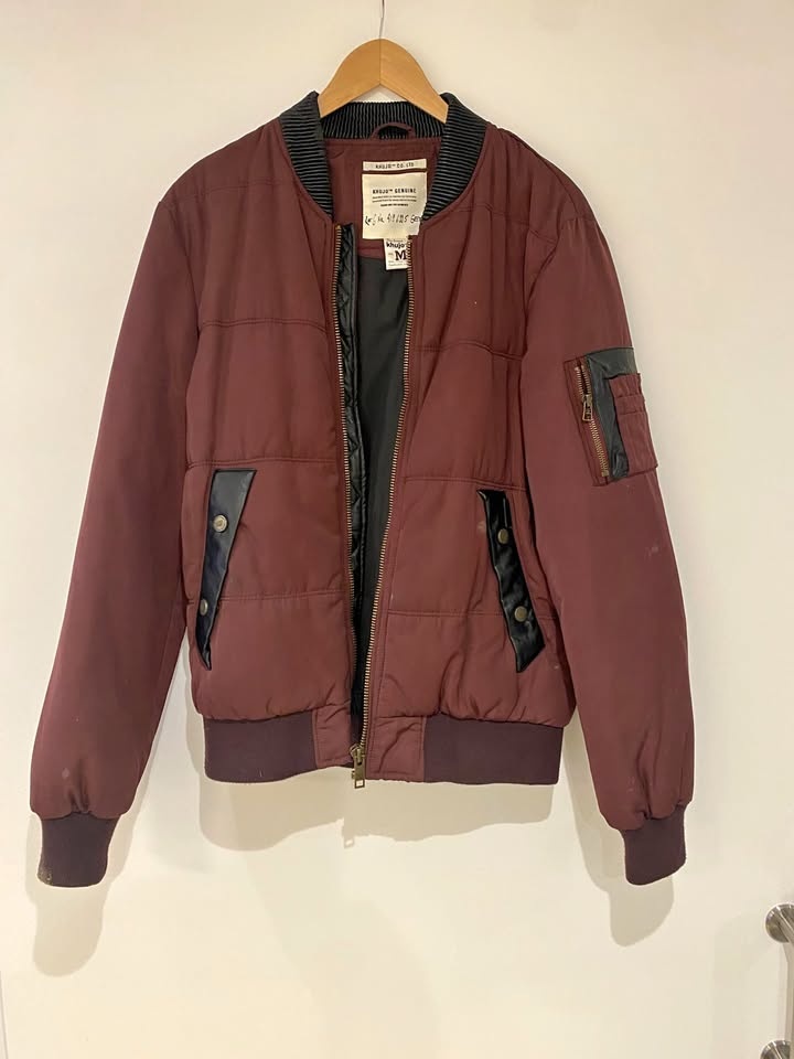 Khujo Men's Burgundy Insulated Bomber Jacket - Size M