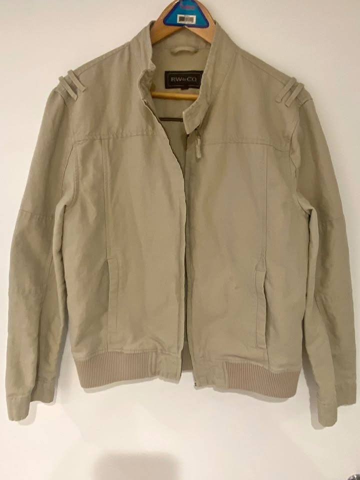 RW&Co Men's Khaki Linen Bomber Jacket