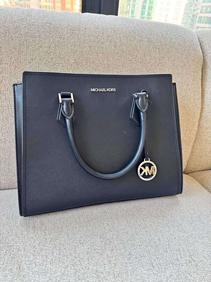 Michael Kors Black Structured Satchel Handbag
